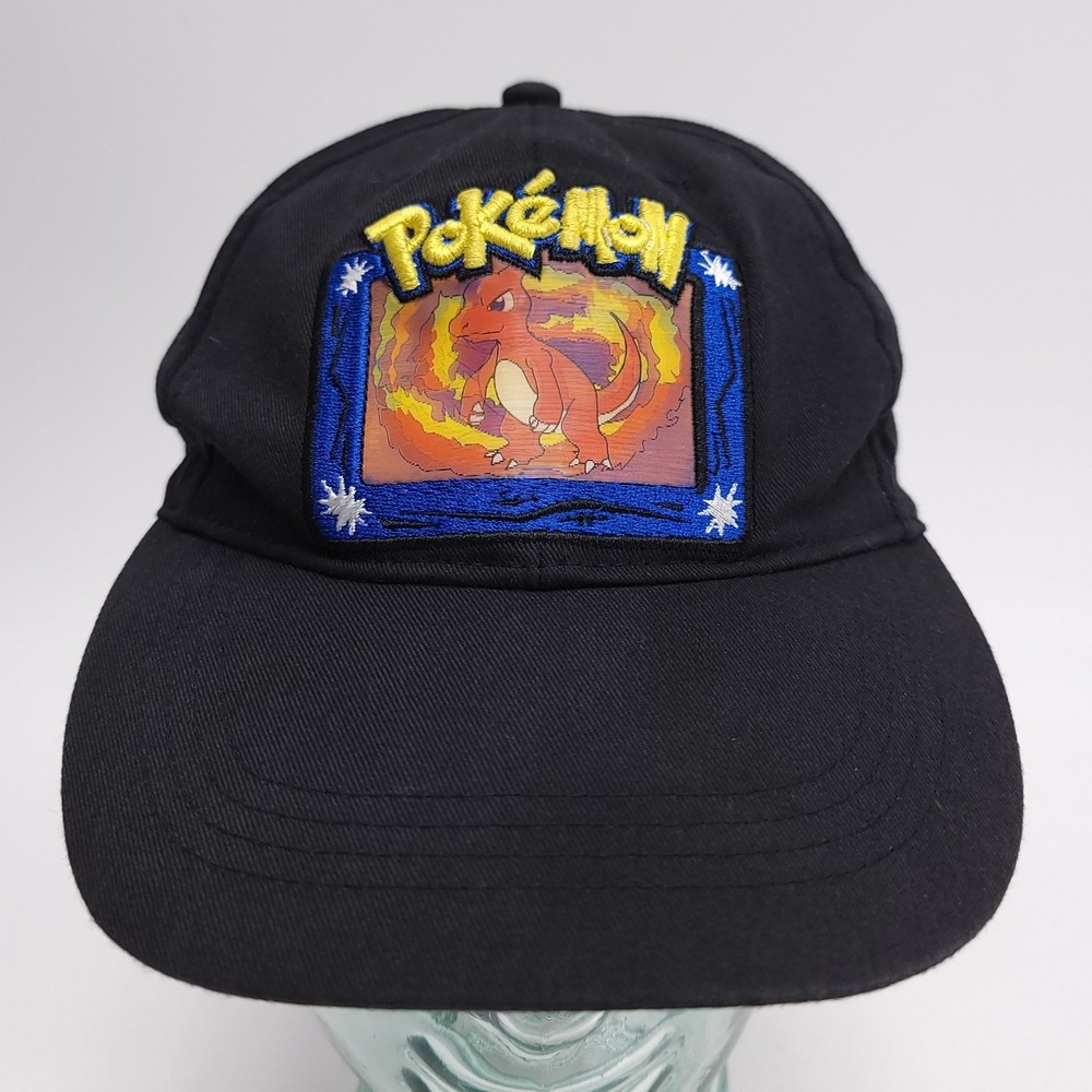 Vintage 2000 Pokemon Charmander Charizard Hat Kids Nintendo Black Cap
